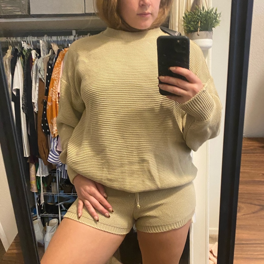 Sweater top and short lounge set